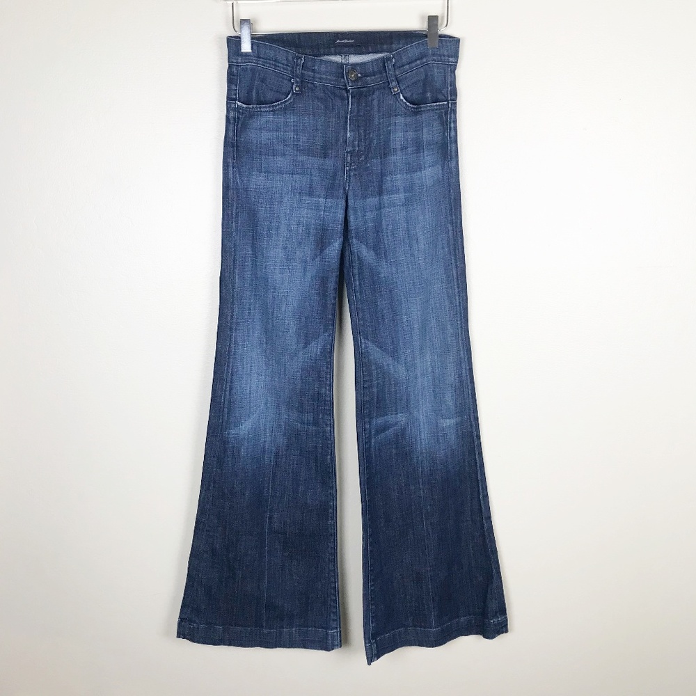 7 FAM Rare! Retro Gold Ring Tab Flare Jeans 26